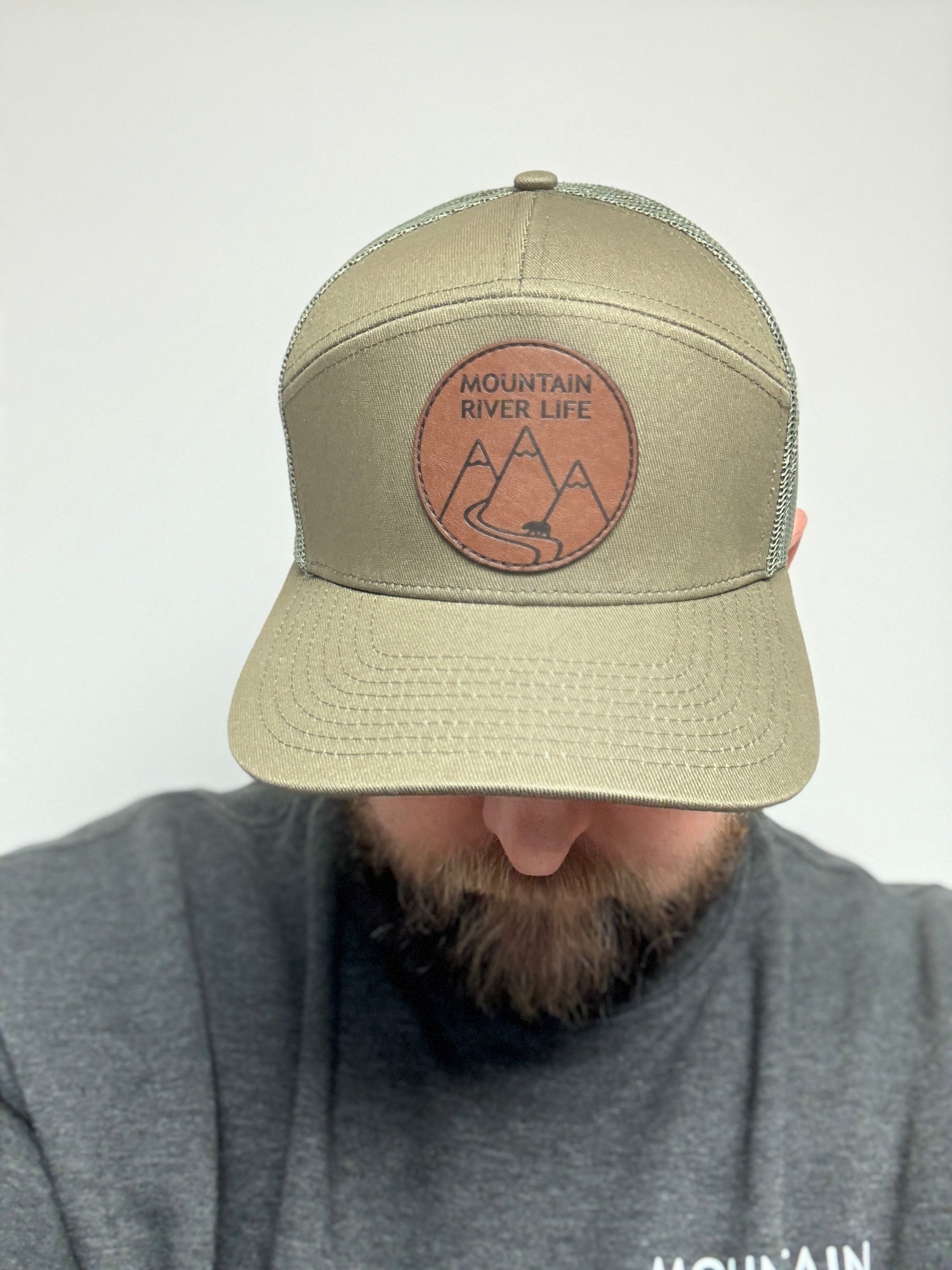 Mountain River Life Leather Patch Trucker Hats