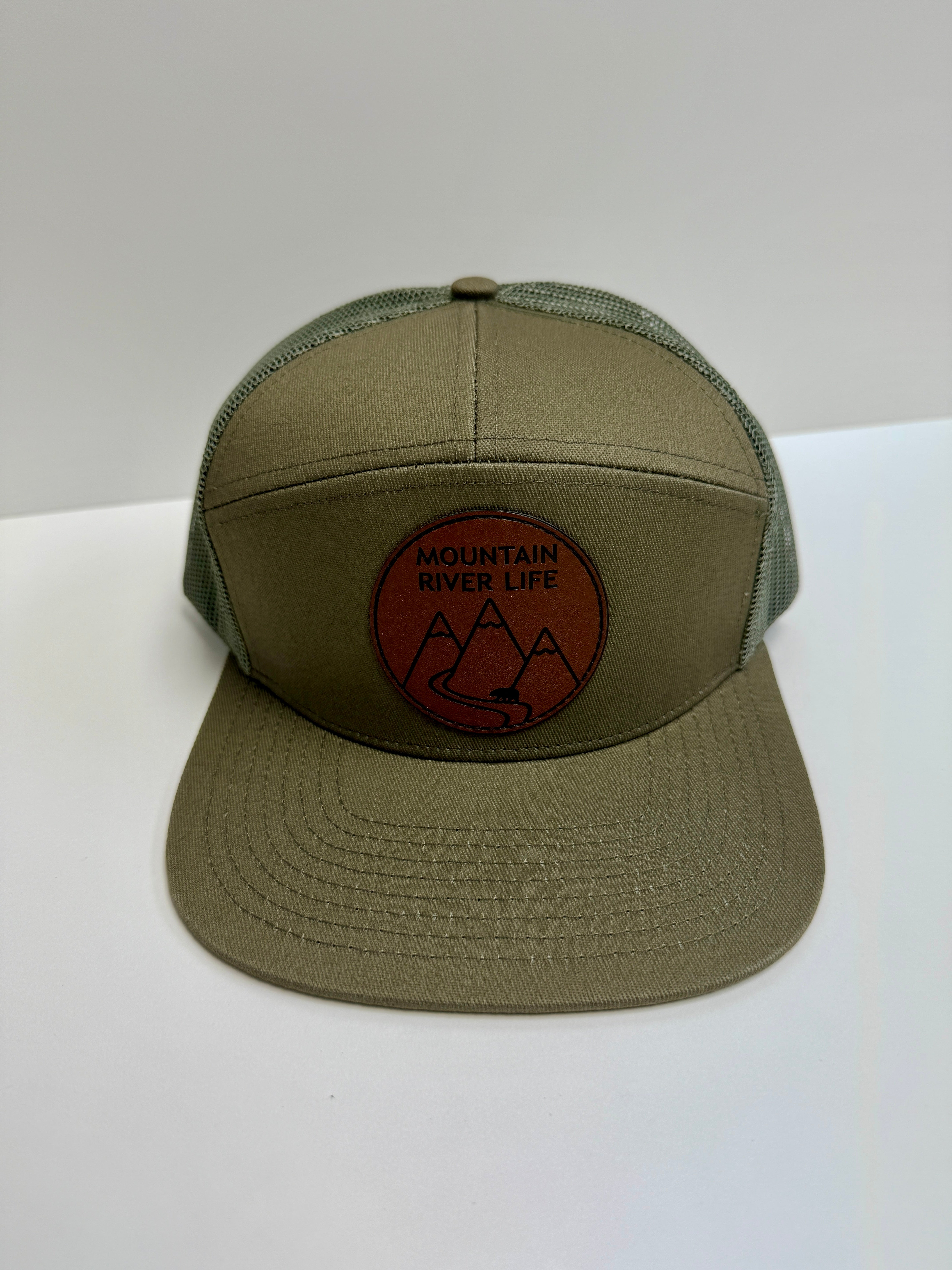 Mountain River Life Leather Patch Trucker Hats