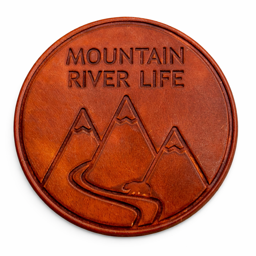Mountain River Life Leather Coaster (Set of 4)
