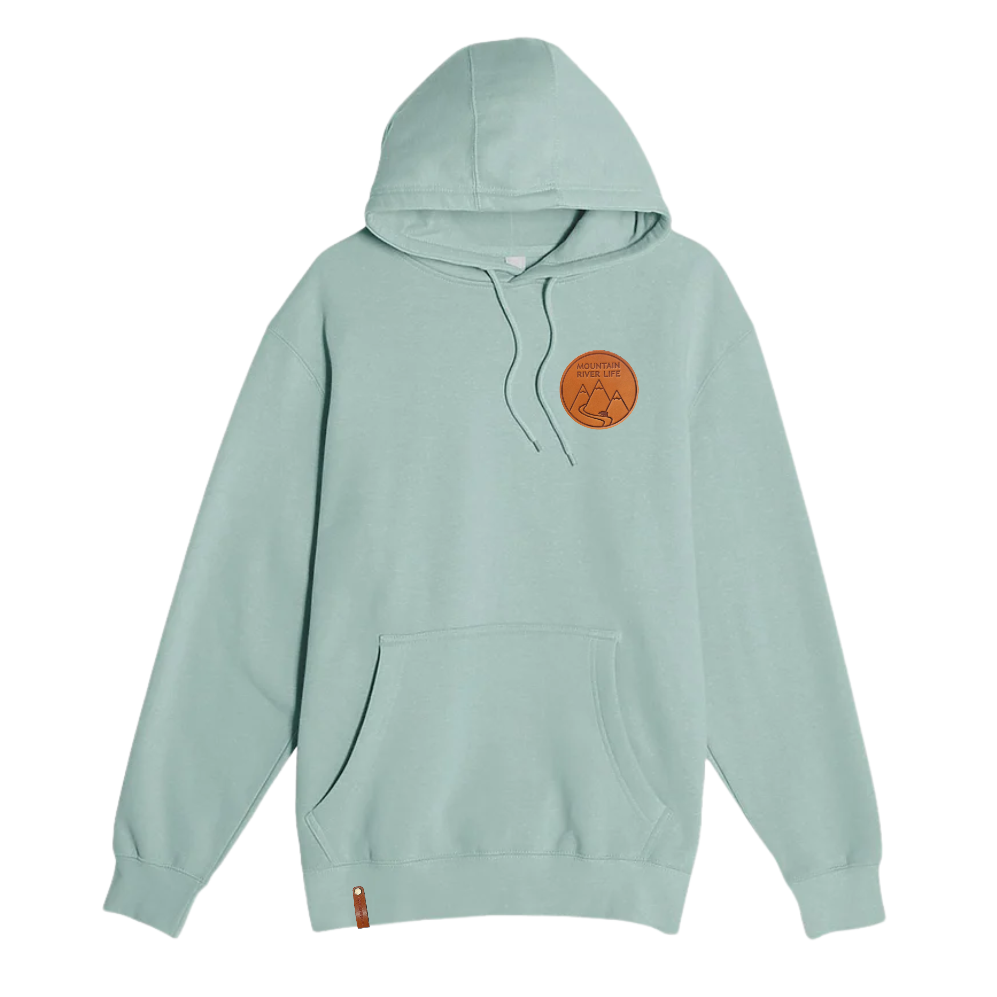 Mountain River Life Leather Patch Hoodie