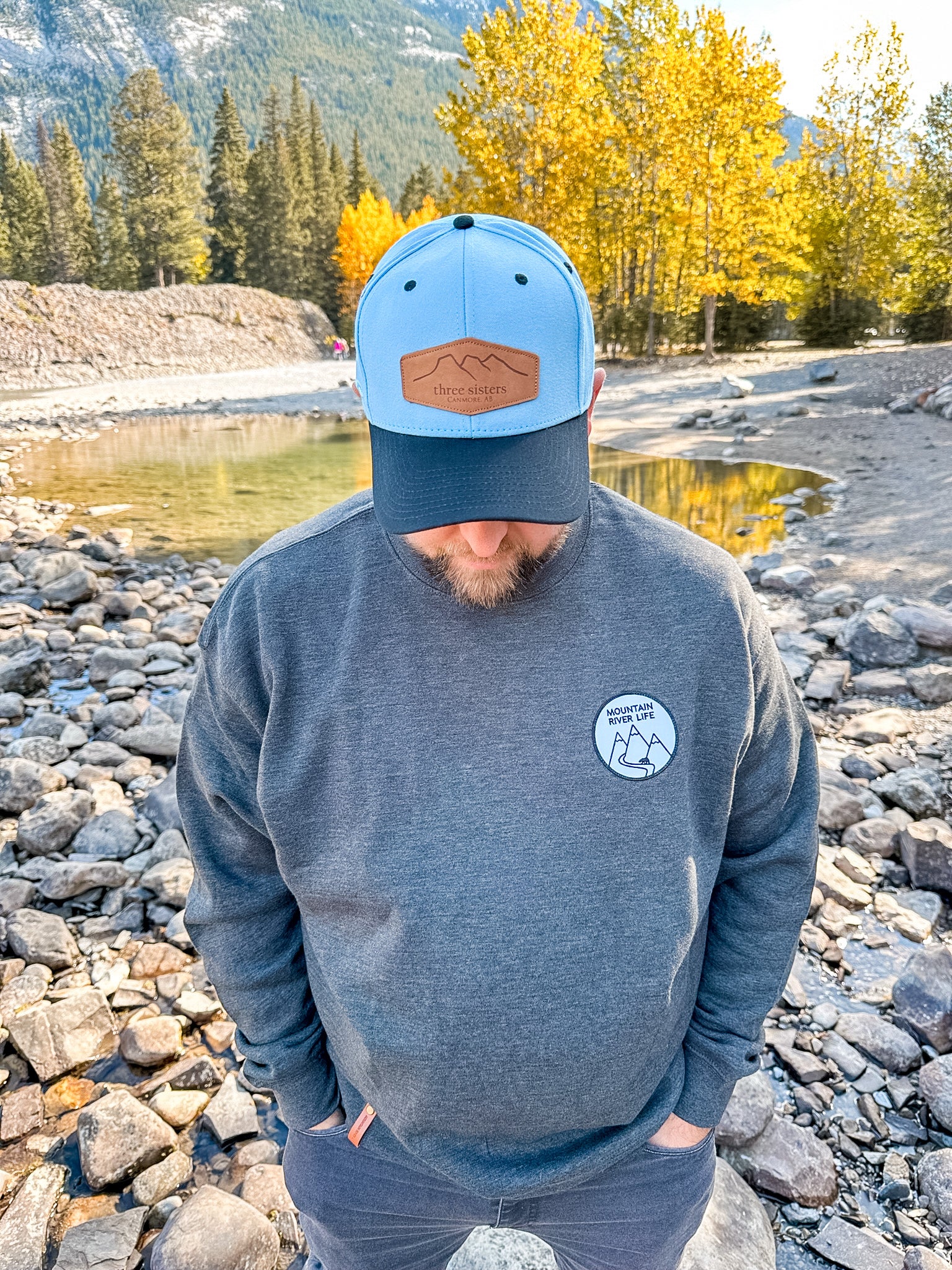 Mountain River Life Woven Patch Sweatshirt