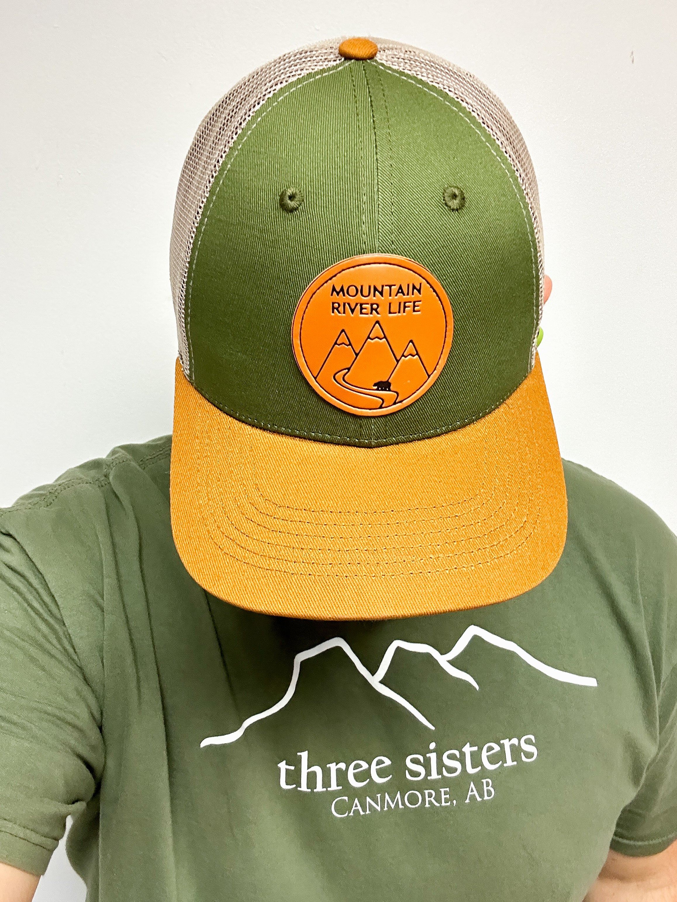 Mountain River Life Leather Patch Trucker Hats