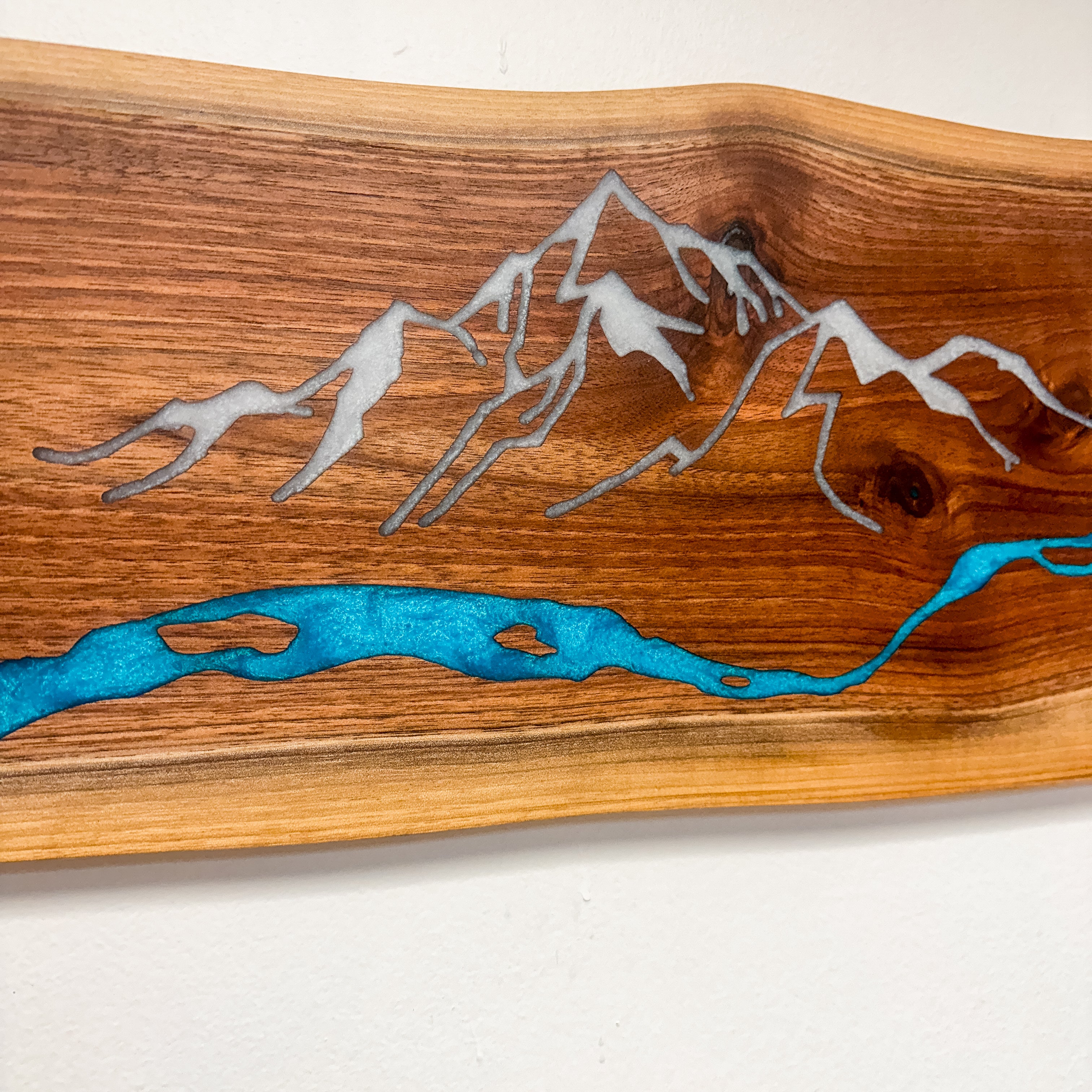 Mountain River Personalized Black Walnut Wall Art