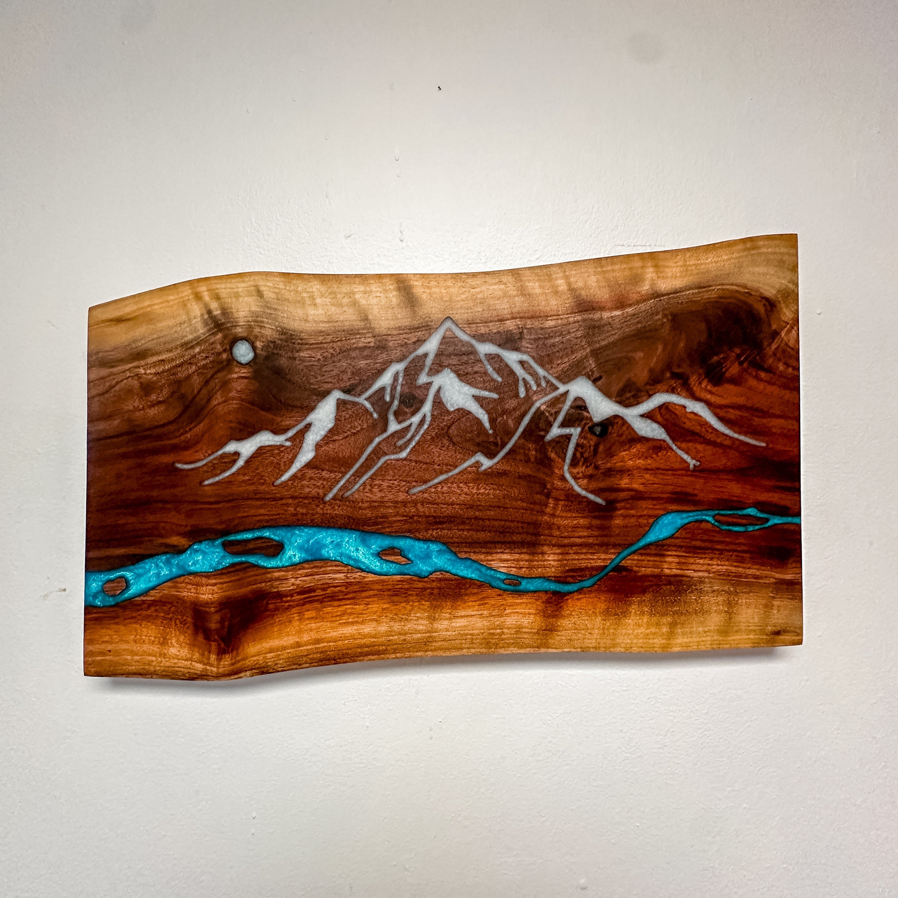 Mountain River Personalized Black Walnut Wall Art