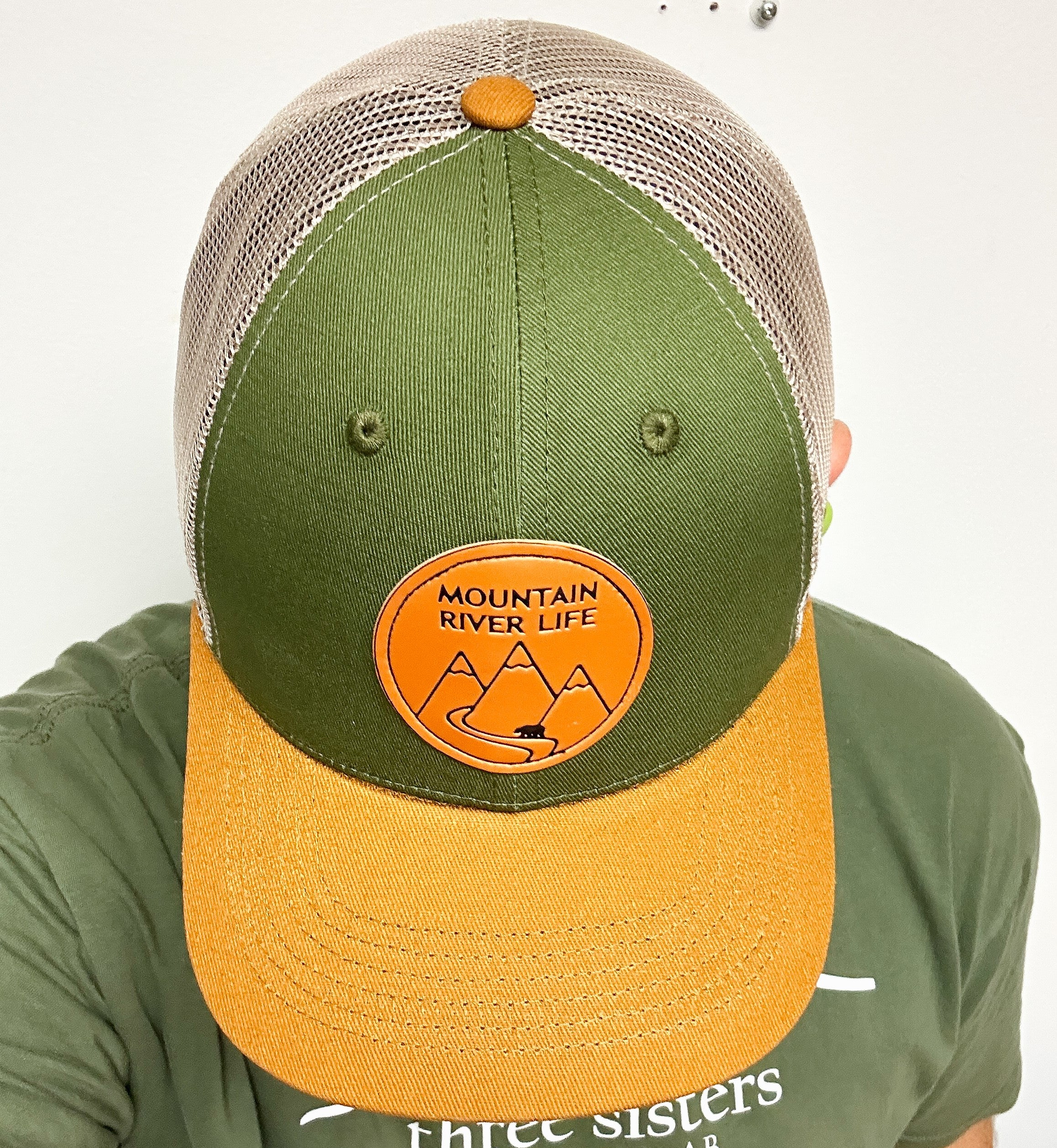 Mountain River Life Leather Patch Trucker Hats