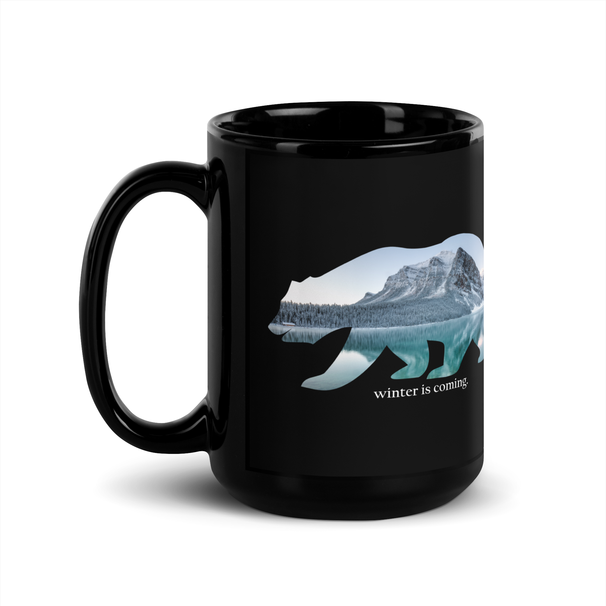 Large Black Winter Bear Coffee Mug