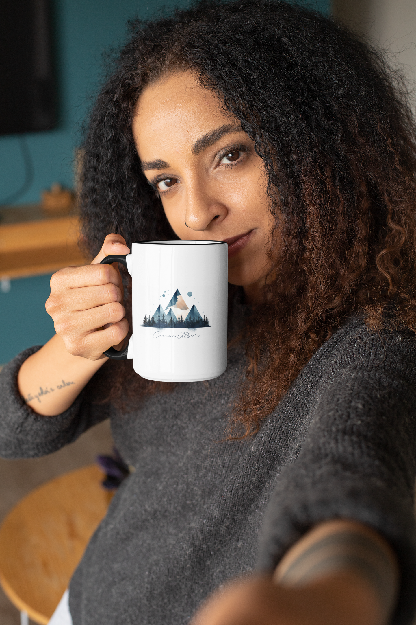 Large Minimalist Canmore Coffee Mug with Black Inside