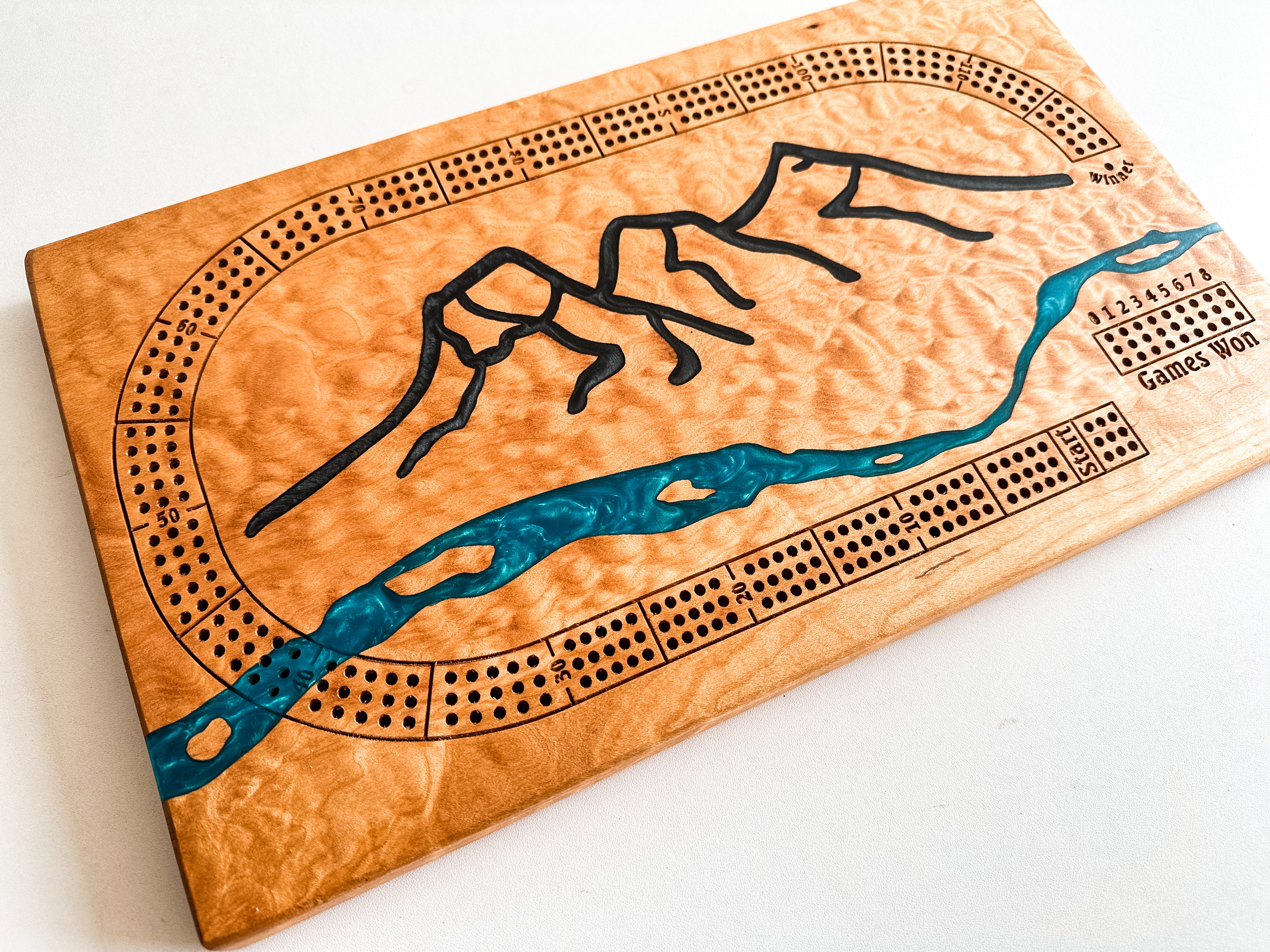 3 Sisters Mountain River Cribbage Board