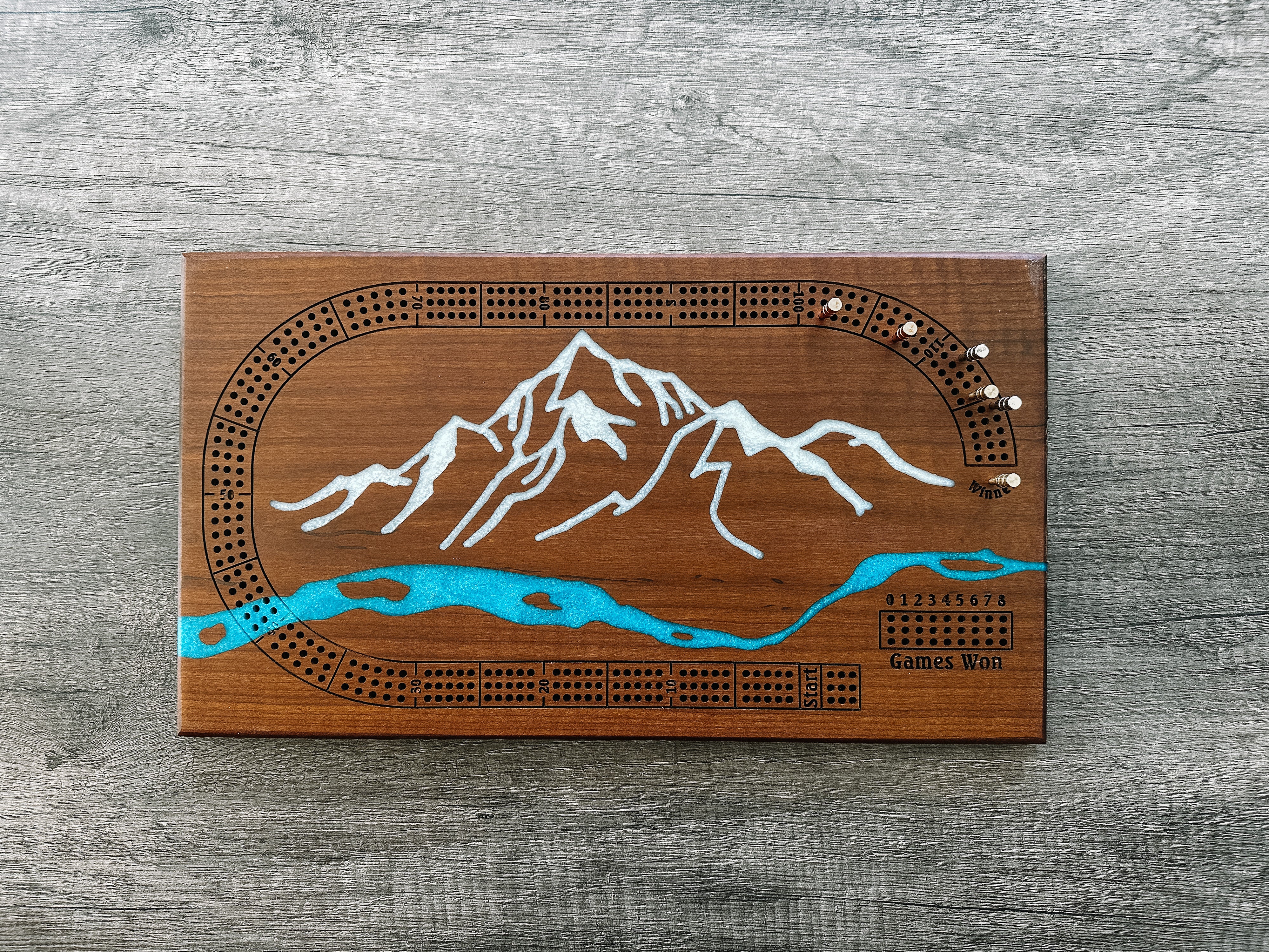 Mountain River Cribbage Board