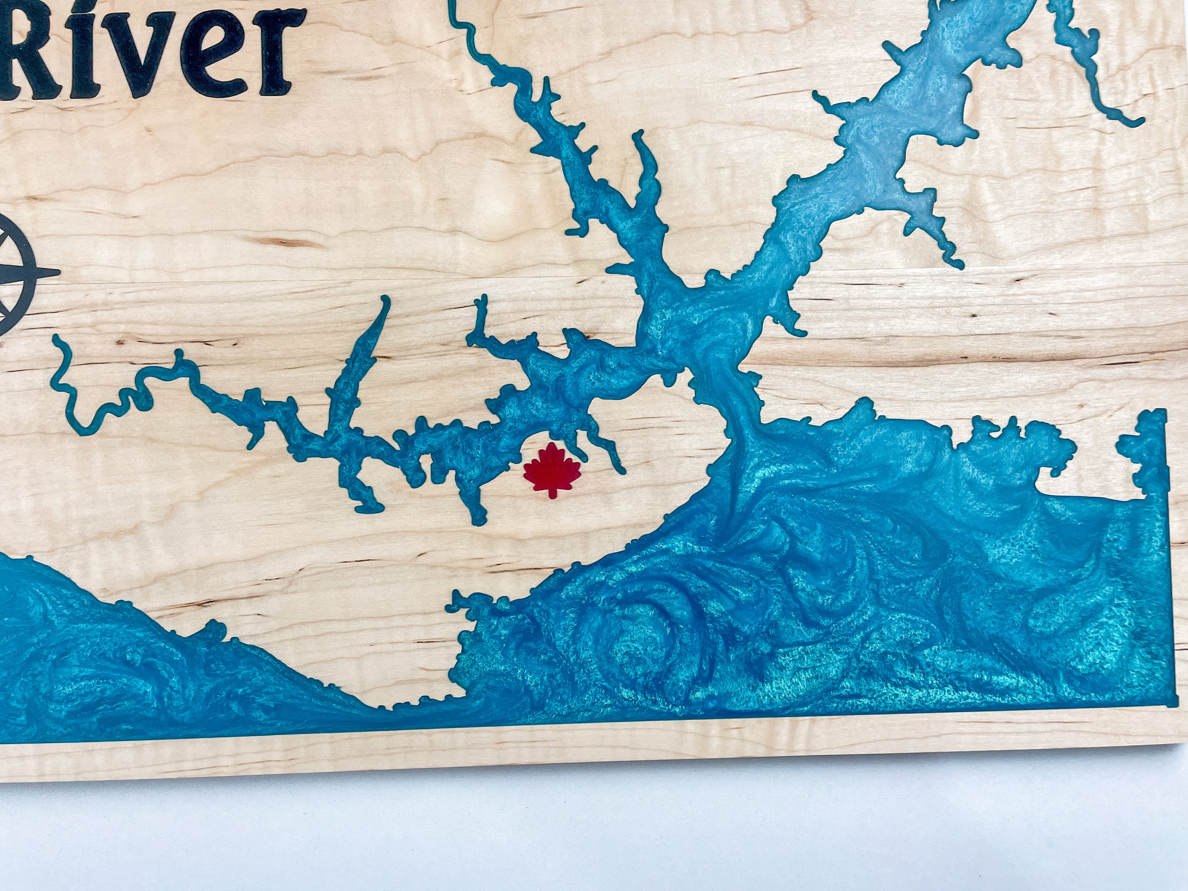 Custom Wall Art - Epoxy Resin Coastline Board (Lake/Island)