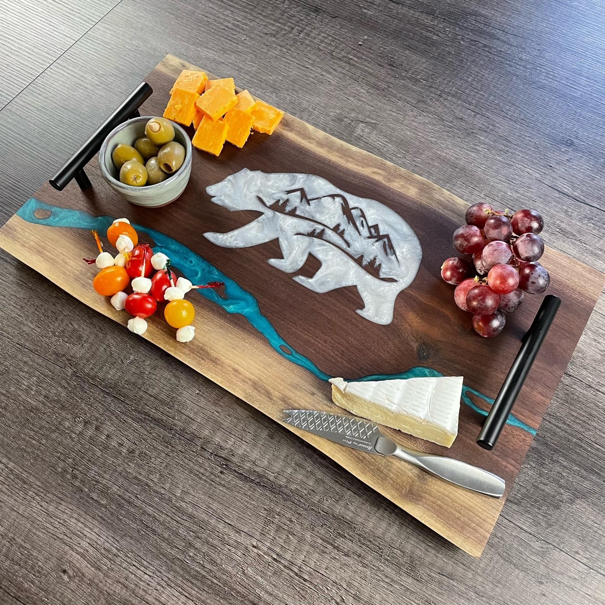 Bear River Charcuterie Epoxy and Black Walnut Double Live Edge Serving Tray