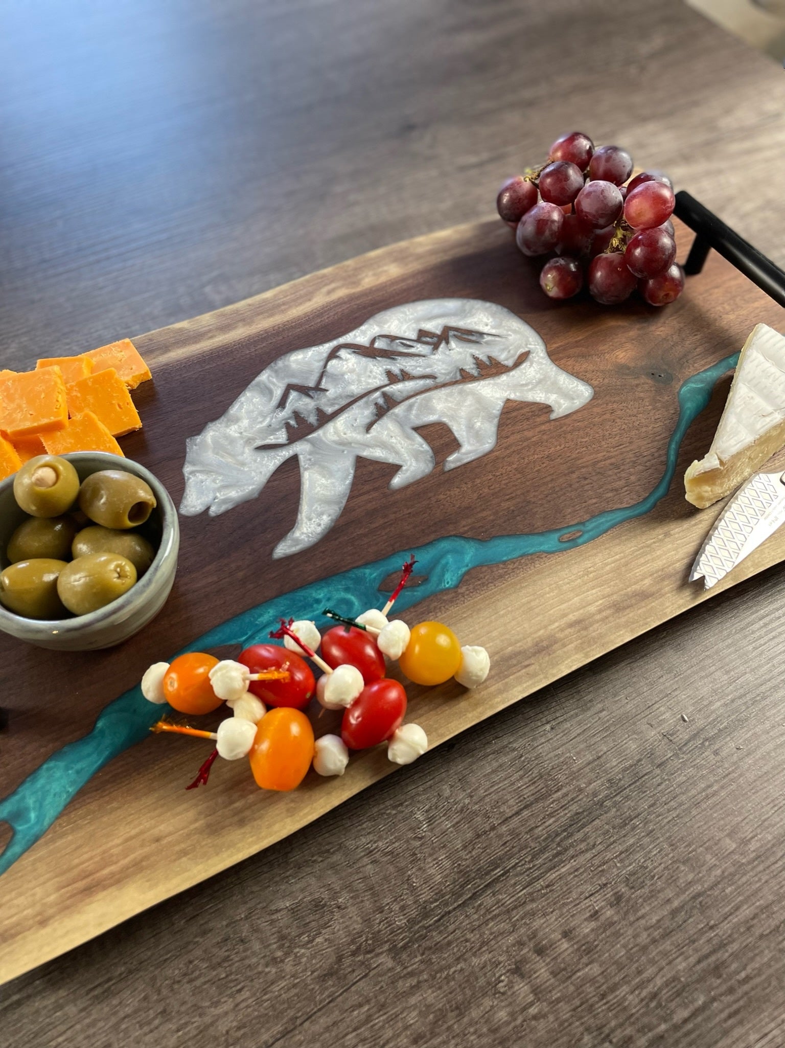 Bear River Charcuterie Epoxy and Black Walnut Double Live Edge Serving Tray