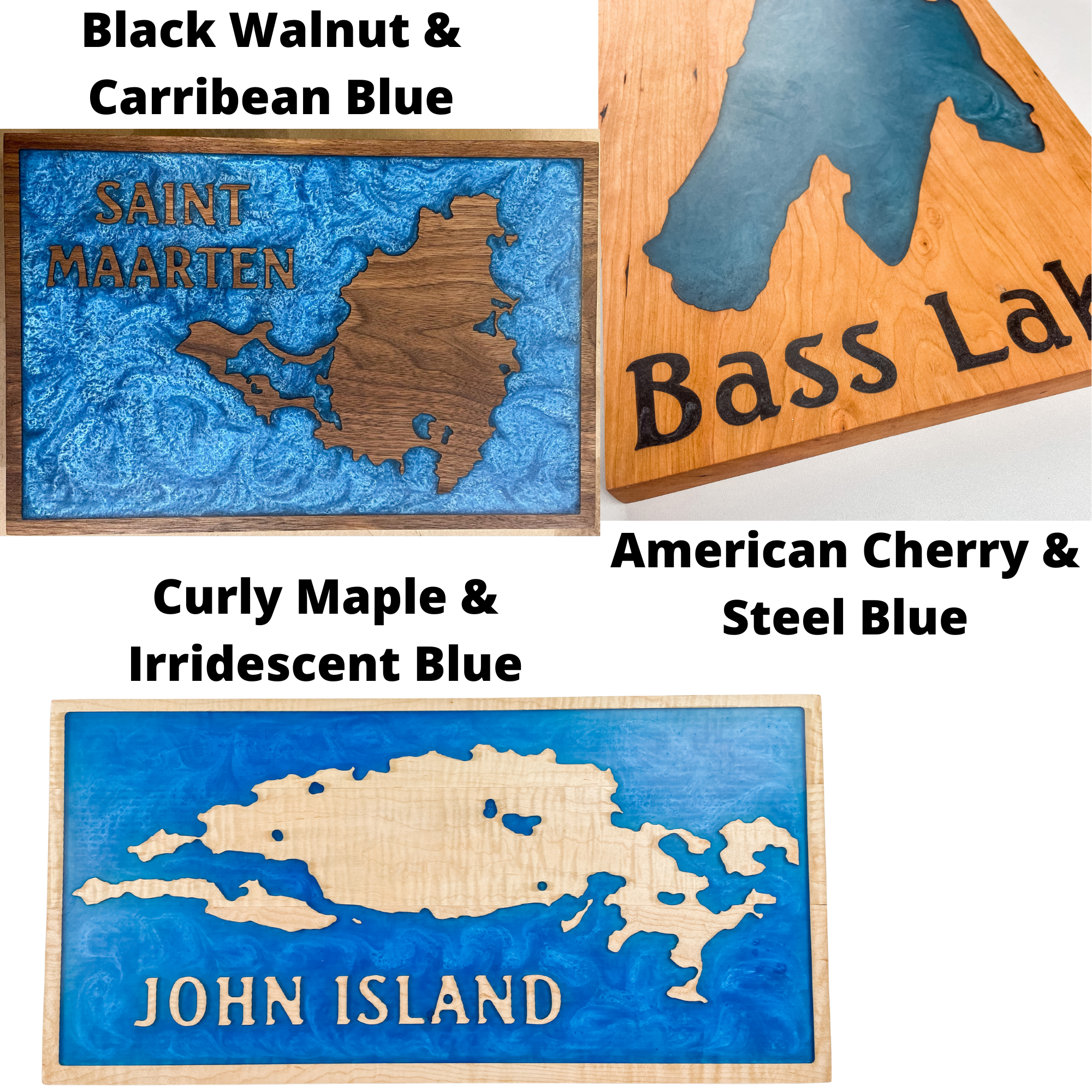 Custom Wall Art - Epoxy Resin Coastline Board (Lake/Island)